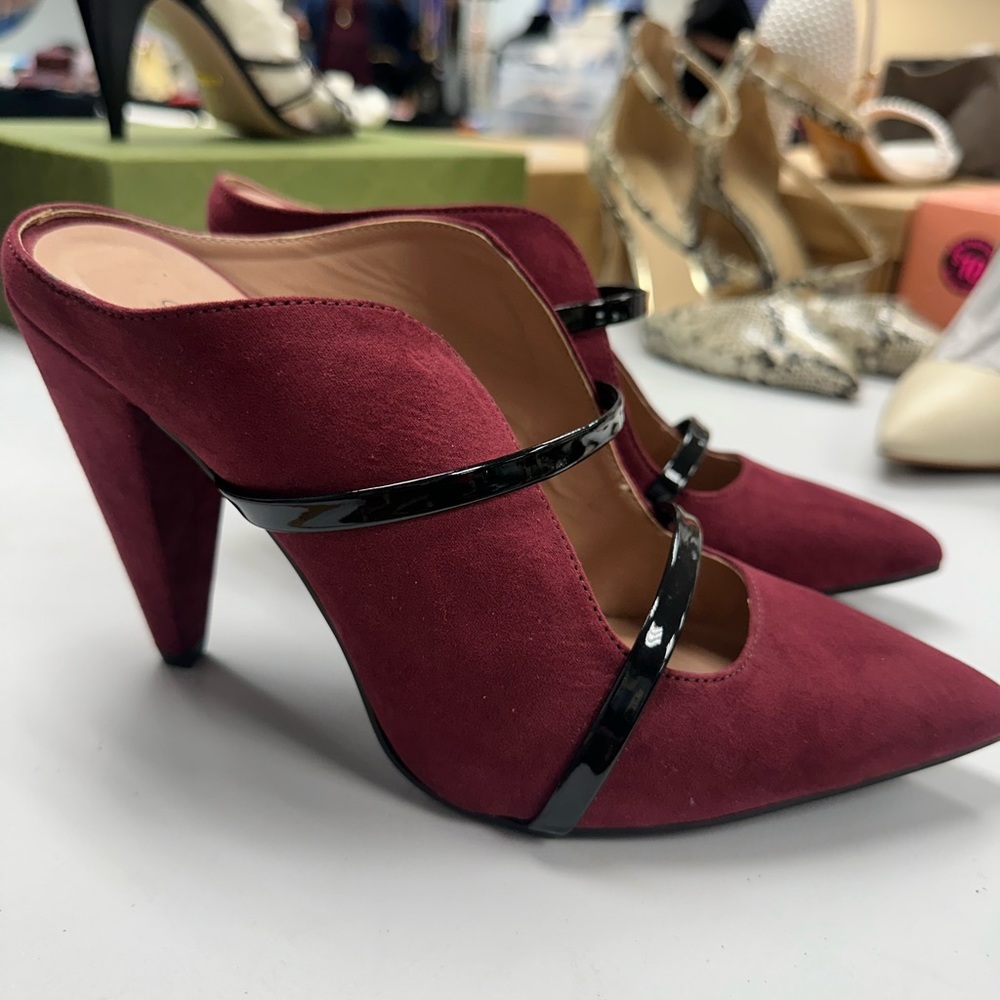 Burgundy Slide In Heels